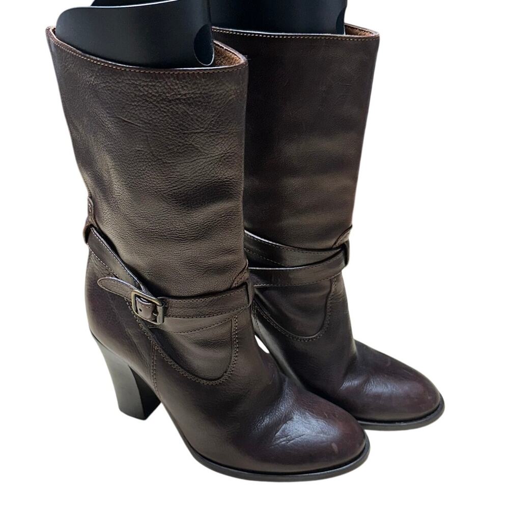 J. Crew Tenley Mid Calf Brown Leather Boot Women's Sz 6 Excellent Used Condition